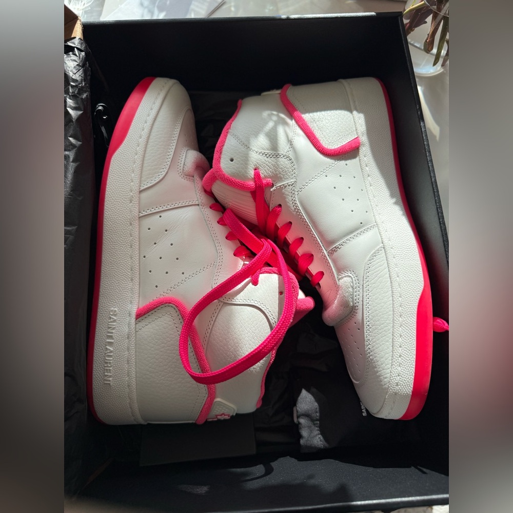 Saint Laurent SL-80 Mid 'White Neon Pink'